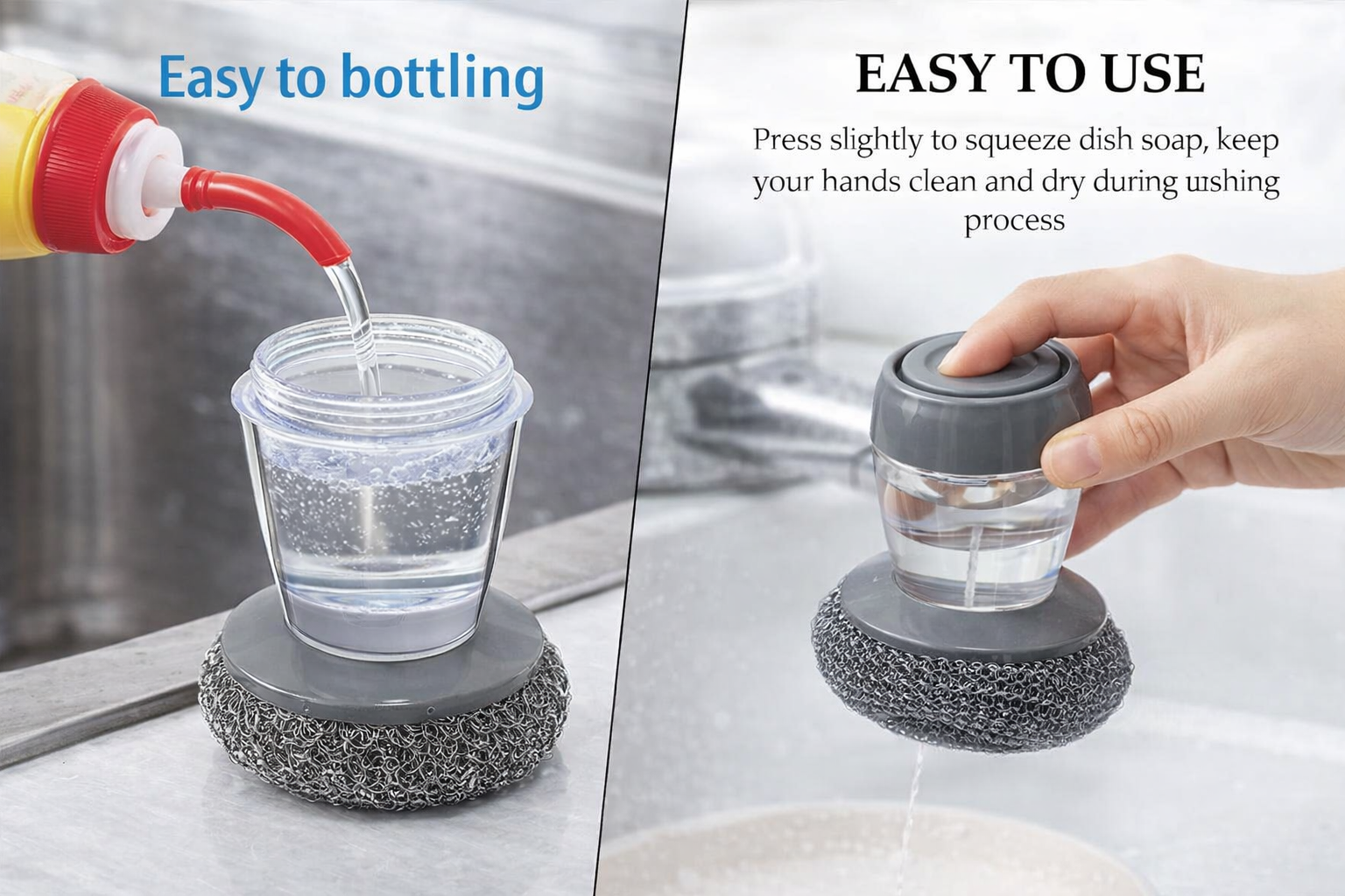 Kitchen Soap Dispensing Palm Brush (Pack of 2)