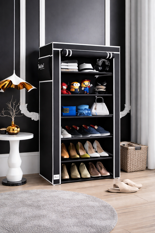 6 Rack Collapsible Wardrobe Cabinet and Shoe Rack
