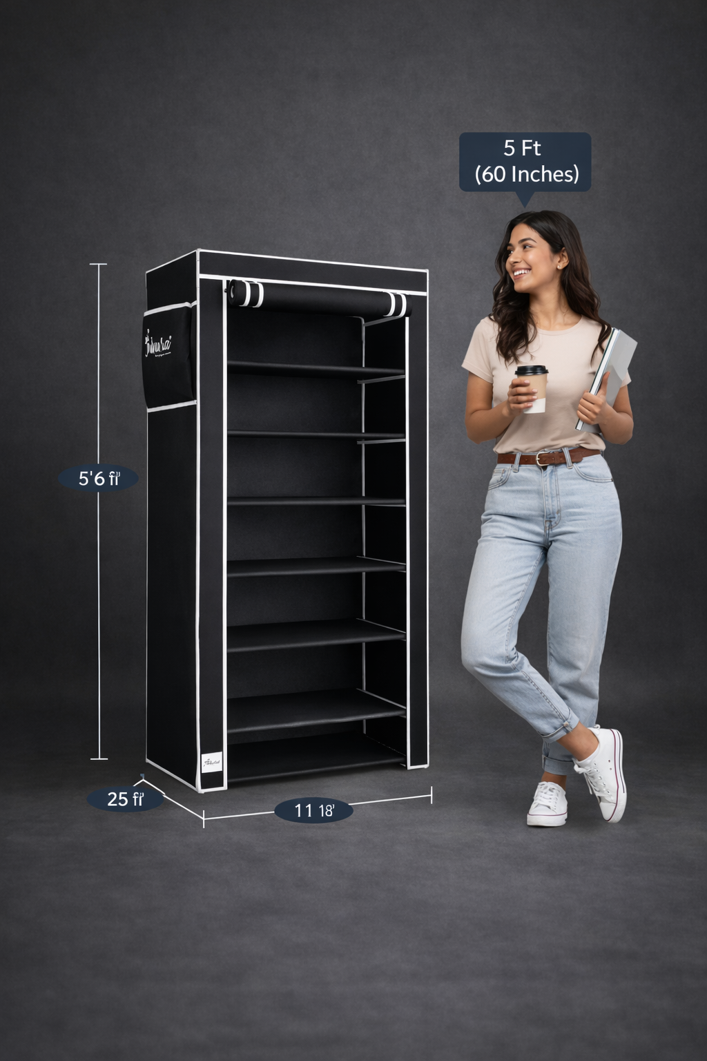 6 Rack Collapsible Wardrobe Cabinet and Shoe Rack