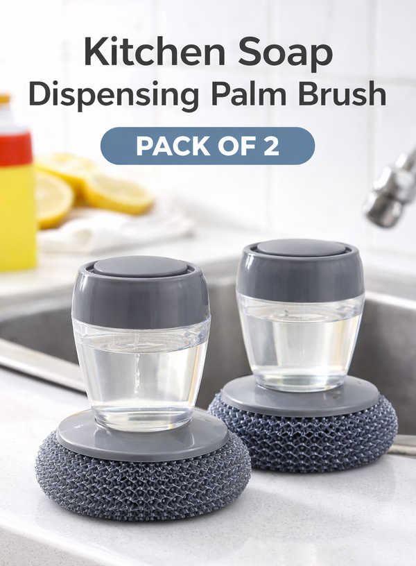 Kitchen Soap Dispensing Palm Brush (Pack of 2)