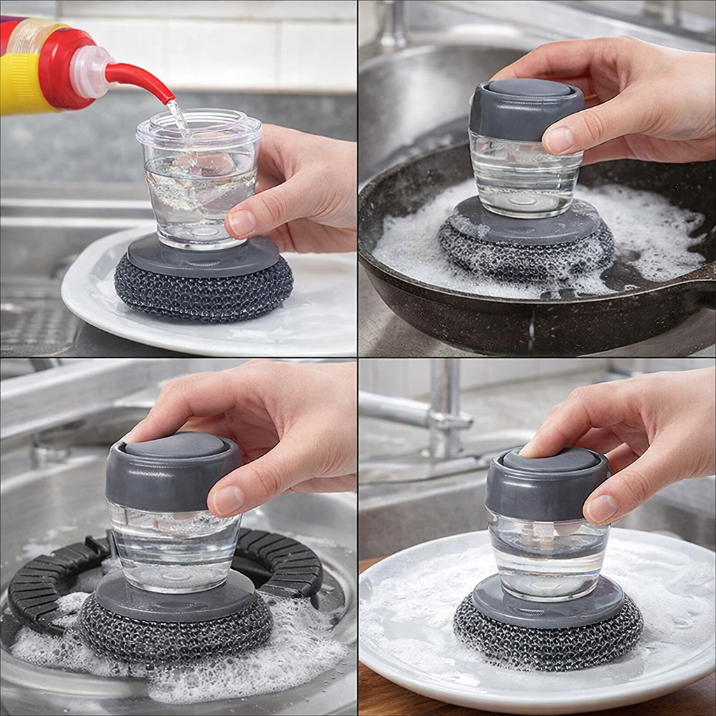 Kitchen Soap Dispensing Palm Brush (Pack of 2)